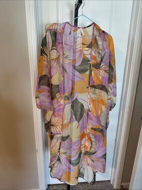 Live 4 Truth Sheer Floral Kimono in Purple, Mustard & Green